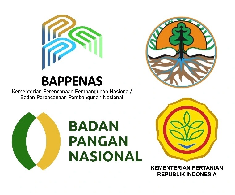 Logo BAPPENAS, Kementerian Lingkungan Hidup dan Kehutanan, Badan Pangan Nasional, dan Kementerian Pertanian Republik Indonesia